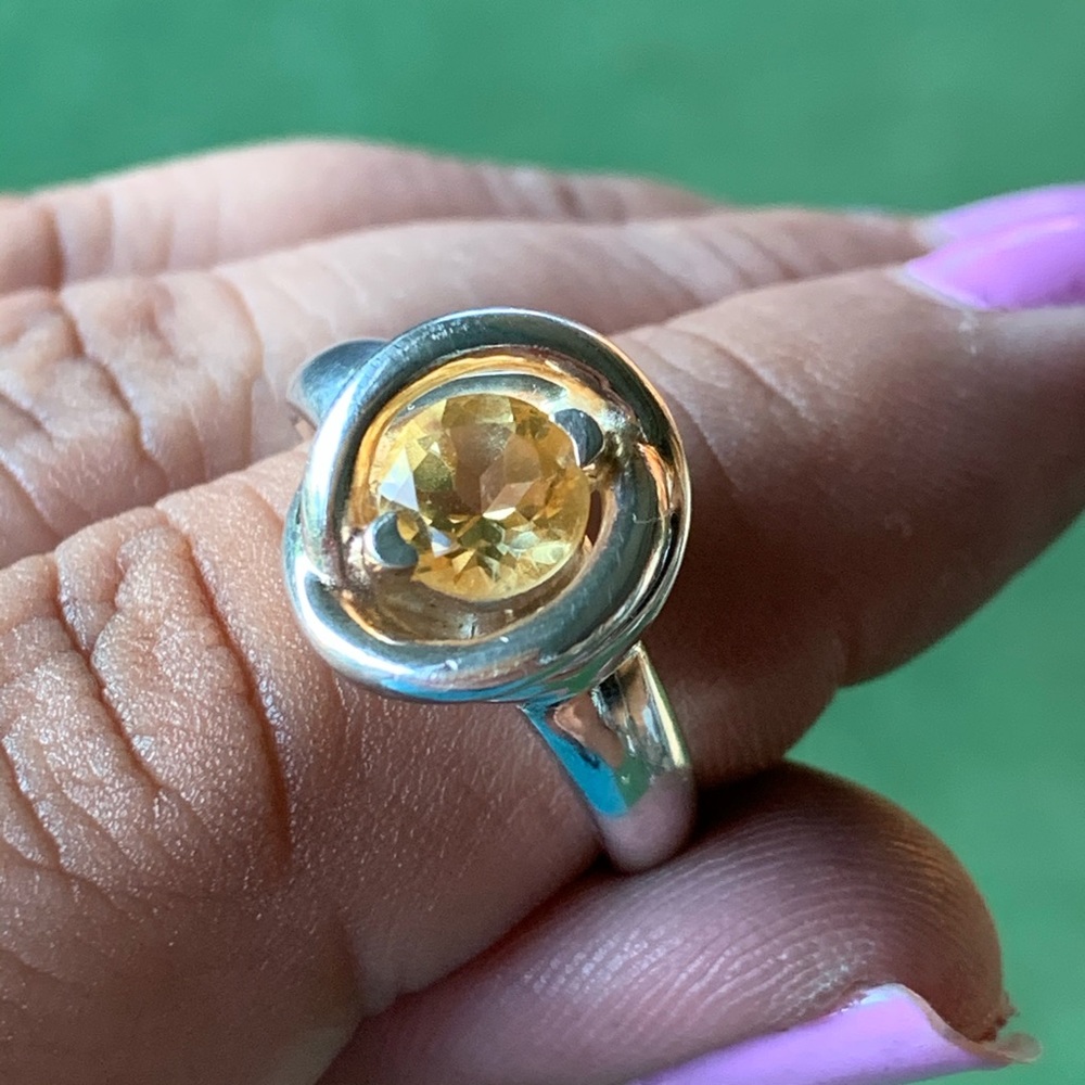 Natural Citrine 925 Sterling Silver Ring